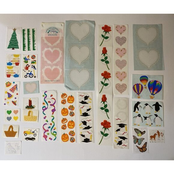 Vintage Mrs. Grossman's Stickers Big Lot Santa Hearts Flowers Pearl Gardening - Picture 6 of 11